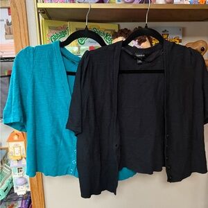 Torrid Black & Teal Knit Cardigan Set